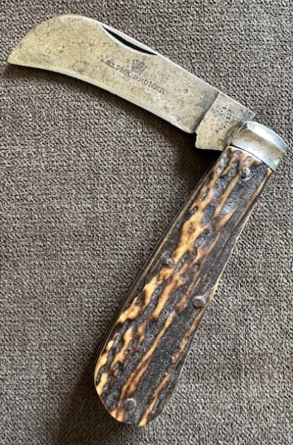 Old Vintage Antique Harrison Bros & Howson Stag Hawkbill Pruner Knife "Alpha Pruner"