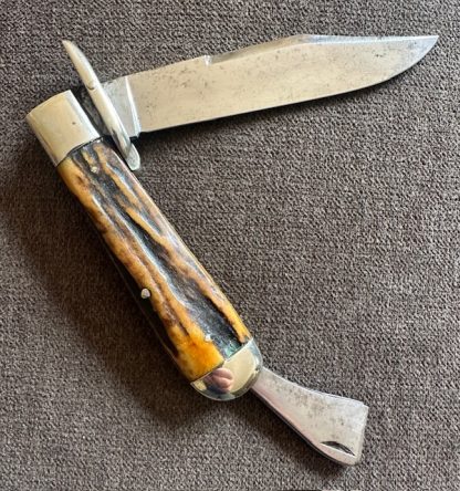 Old Vintage Antique Marbles Gladstone Mich Stag safety Folding Hunter Knife - Image 2