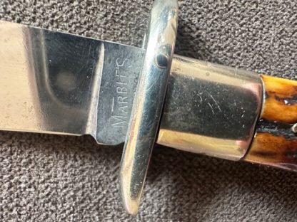 Old Vintage Antique Marbles Gladstone Mich Stag safety Folding Hunter Knife - Image 8