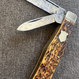 Old Antique Vintage Camillus Sword Brand coffin bolster swell center jack knife Salesman's