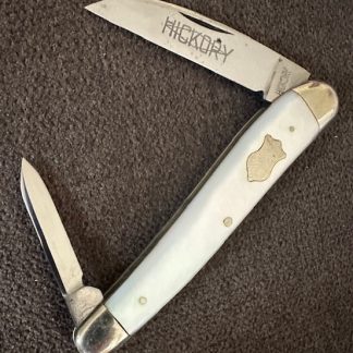 Old Antique Vintage Hickory Pearl Wharncliffe Salesman's Sample Etched knife