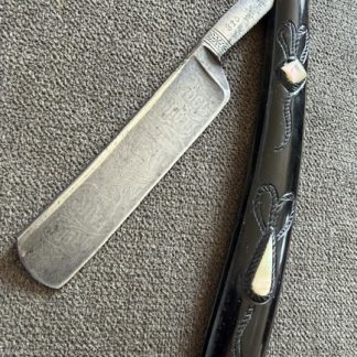 Antique Vintage G M & Co Germany Straight Razor 5/8" fancy with pearl inlay